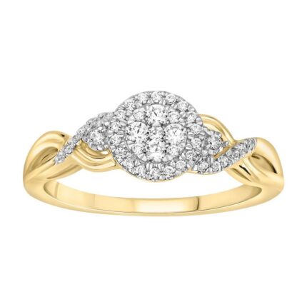 LADIES RING 0.25CT ROUND DIAMOND 10K YELLOW GOLD