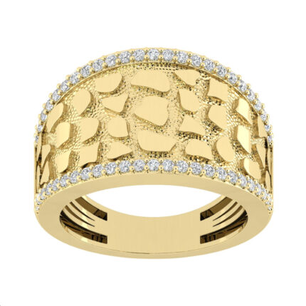 Men�S 10K Yellow Gold Diamond Nugget Ring 0.50Ct Round Diamond,Stylish Men�S Wedding & Fashion Ring