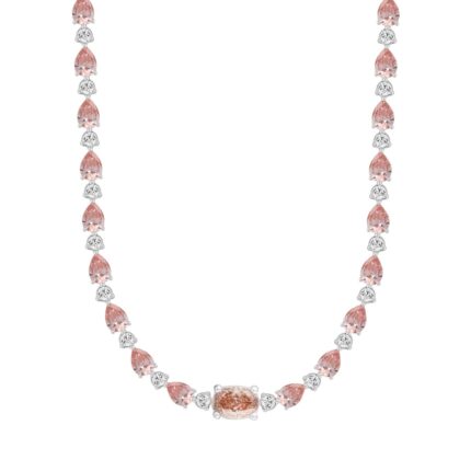 LADIES NECKLACE 15CT ROUND/PEAR/OVAL DIAMOND 14K WHITE/ROSE GOLD
