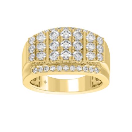 MEN'S RING 2.00CT ROUND DIAMOND 14K YELLOW GOLD