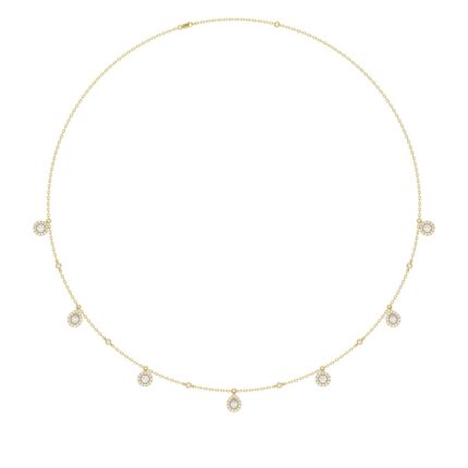 14K YELLOW GOLD 1.00CT ROUND/PEAR DIAMOND LADIES NECKLACE