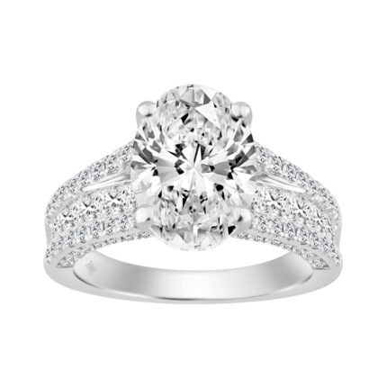 14K WHITE GOLD 5 1/2CT ROUND/PRINCESS/OVAL DIAMOND LADIES RING (CENTER STONE OVAL DIAMOND 4CT)