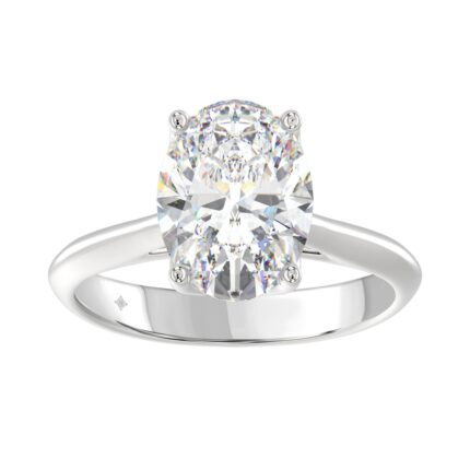 LADIES SOLITAIRE RING 4CT OVAL DIAMOND 14K WHITE GOLD