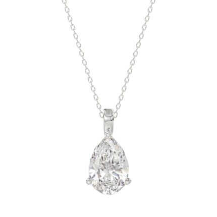 LADIES SOLITAIRE PENDANT 2 1/2CT PEAR DIAMOND 14K WHITE GOLD