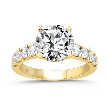 LADIES RING 4CT ROUND DIAMOND 14K YELLOW GOLD (CENTER STONE ROUND DIAMOND 3CT )