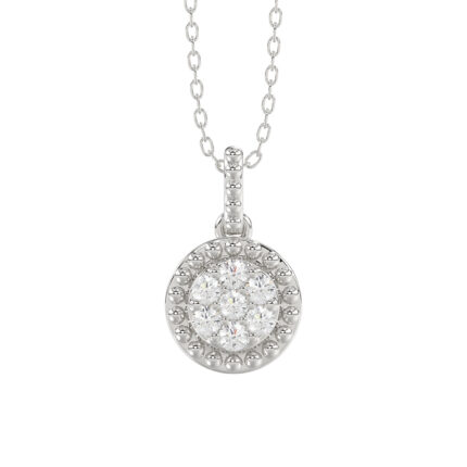 LADIES PENDANT WITH CHAIN 0.10CT ROUND DIAMOND 14K WHITE GOLD