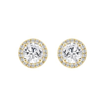 14K YELLOW GOLD 2 1/4CT ROUND DIAMOND LADIES EARRINGS
