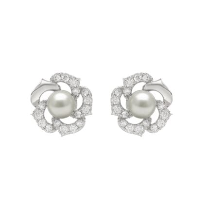 10K White Gold 1/4Ct Round Diamond & Pearl Drop Earrings For Women Classic Luxury Jewelry (Color F-G -Clarity Vs1/Vs2)