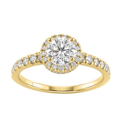 Ladies 14K Yellow Gold Engagement Ring With 1 1/4Ct Round Lab-Grown Diamonds Fine Jewelry 3/4Ct Round Center Stone (Color F-G -Clarity Vs1/Vs2)