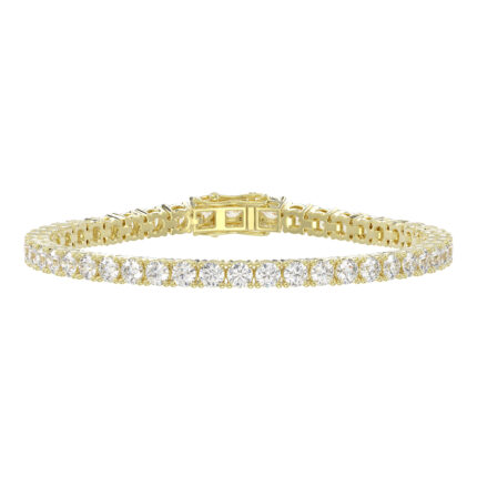 LADIES TENNIS BRACELET 5.00CT ROUND DIAMOND 14K YELLOW GOLD