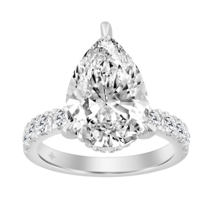 14K White Gold 6.00CT Round/Pear Diamond Ladies Ring (Center Stone Pear Diamond 5CT