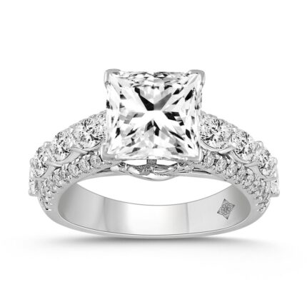 LADIES RING 6 1/4CT ROUND/PRINCESS/OVAL DIAMOND 14K WHITE GOLD (CENTER STONE PRINCESS DIAMOND 5CT )