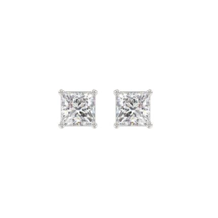LADIES SOLITAIRE EARRINGS 1 1/2CT PRINCESS DIAMOND 14K WHITE GOLD (CENTER STONE PRINCESS DIAMOND 3/4CT)