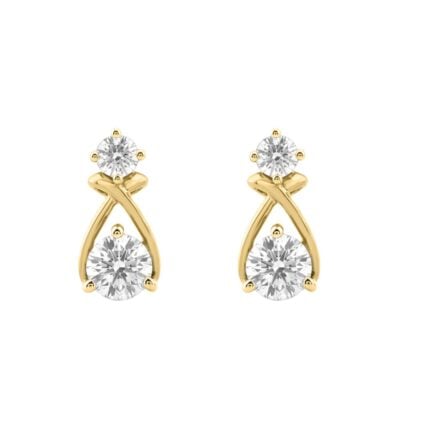Elegant 14K Yellow Gold Lab Grown Diamond Earrings 1.00Ct Round Cut Diamond Women Fashion Jewelry (Color F-G -Clarity Vs1/Vs2)