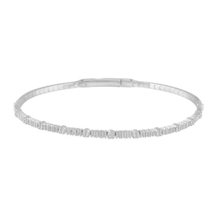 9K WHITE GOLD 1/5CT ROUND DIAMOND LADIES BANGLE