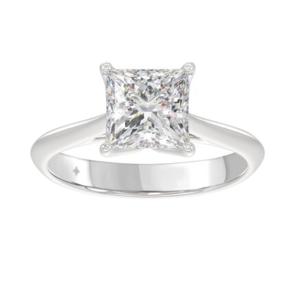 LADIES SOLITAIRE RING 2 1/2CT PRINCESS DIAMOND 14K WHITE GOLD