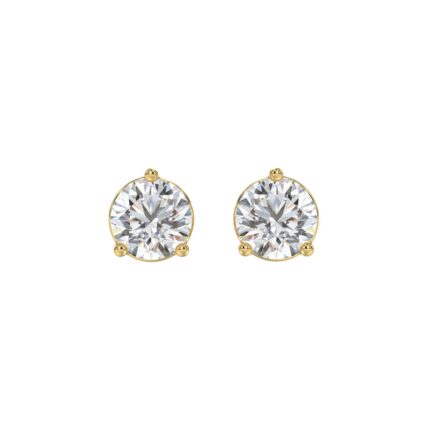 14K YELLOW GOLD 3CT ROUND DIAMOND LADIES SOLITAIRE EARRINGS (CENTER STONE ROUND DIAMOND 1 1/2CT)