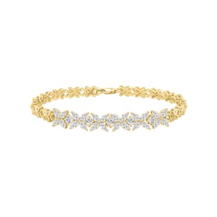 LADIES BRACELET 3CT ROUND/MARQUISE DIAMOND 14K YELLOW GOLD