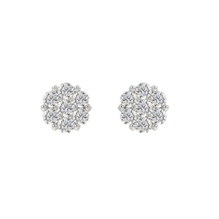 14K WHITE GOLD 2.00CT ROUND DIAMOND LADIES FLOWER EARRINGS