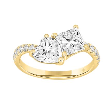 LADIES RING 2 1/4CT ROUND/HEART/PRINCESS DIAMOND 14K YELLOW GOLD