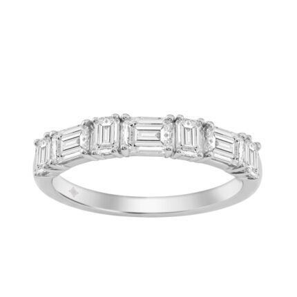 1.00 CT Wedding Band for Ladies Emerald Cut Diamonds 14K White Gold Luxury Band (Color F-G -Clarity VS1/VS2)