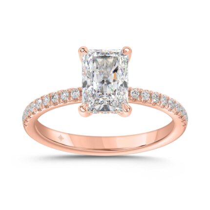 14K ROSE GOLD 1 3/4CT ROUND/RADIANT DIAMOND LADIES RING (CENTER STONE RADIANT DIAMOND 1 1/2CT)