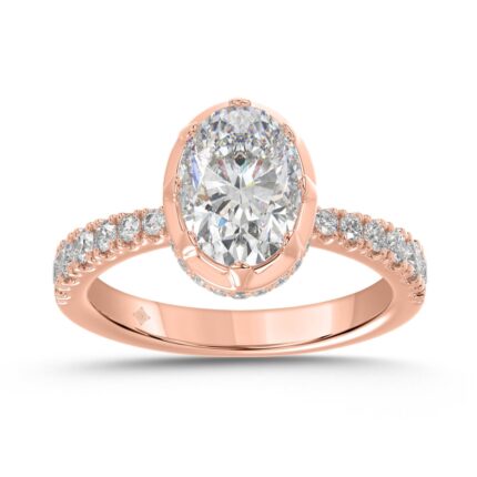 14K ROSE GOLD 2 1/2CT ROUND/OVAL DIAMOND LADIES RING (CENTER STONE OVAL DIAMOND 2CT)