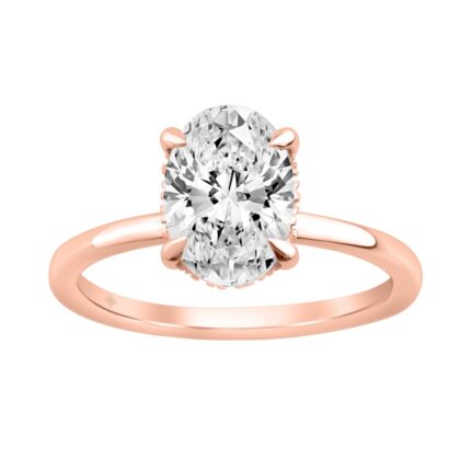 14K ROSE GOLD 2.00CT OVAL/ROUND DIAMOND LADIES RING (CENTER STONE OVAL DIAMOND 2CT)
