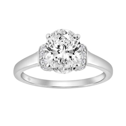 14K WHITE GOLD 1 1/2CT OVAL/ROUND DIAMOND LADIES RING