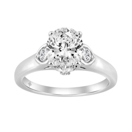 14K WHITE GOLD 1 1/2CT OVAL/ROUND DIAMOND LADIES RING