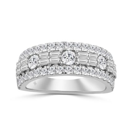 14K WHITE GOLD 1 1/2CT ROUND/BAGUETTE DIAMOND LADIES BAND
