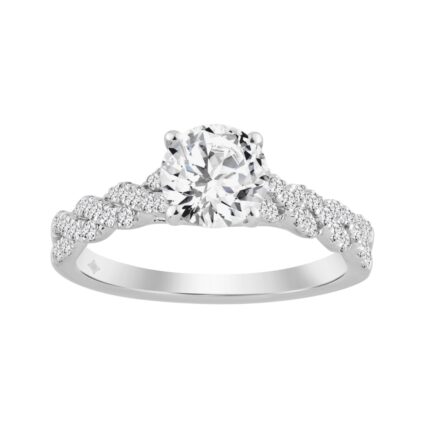 14K WHITE GOLD 1 1/3CT ROUND DIAMOND LADIES BRIDAL RING (CENTER STONE ROUND DIAMOND 1CT)