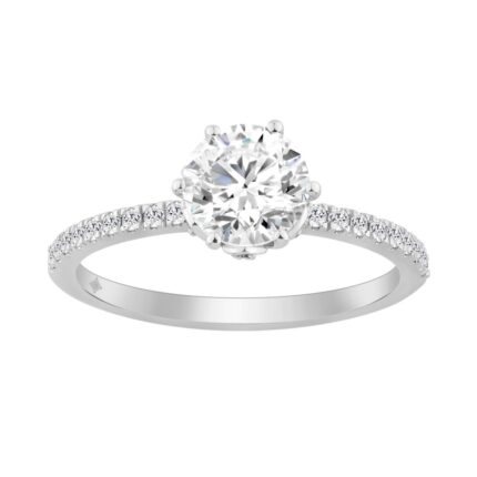 14K WHITE GOLD 1 1/3CT ROUND DIAMOND LADIES RING (CENTER STONE ROUND DIAMOND 1CT)