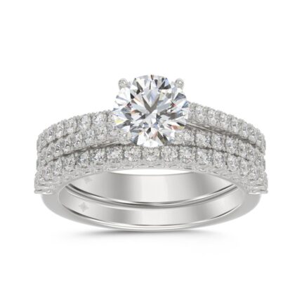 14K WHITE GOLD 1 3/4CT ROUND DIAMOND LADIES BRIDAL SET (CENTER STONE ROUND DIAMOND 1CT)