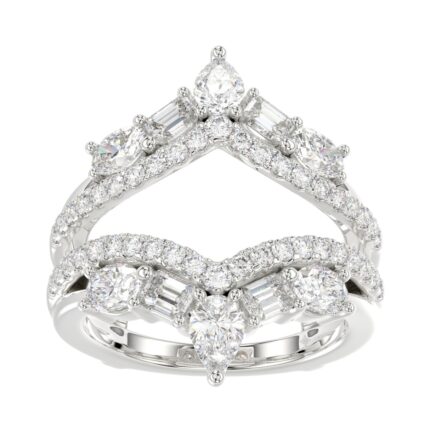 14K WHITE GOLD 1 3/4CT ROUND/EMERALD/PEAR/OVAL DIAMOND LADIES RING