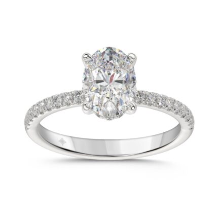 14K WHITE GOLD 1 3/4CT ROUND/OVAL DIAMOND LADIES RING (CENTER STONE OVAL DIAMOND 1 1/2CT)