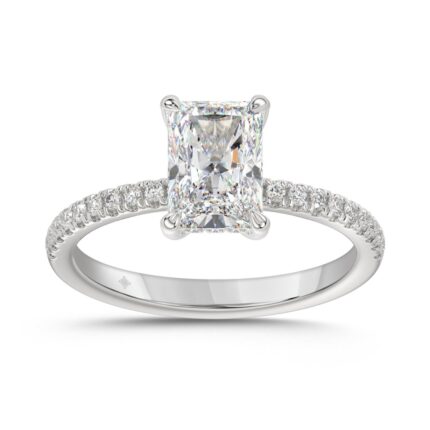 14K WHITE GOLD 1 3/4CT ROUND/RADIANT DIAMOND LADIES RING (CENTER STONE RADIANT DIAMOND 1 1/2CT)