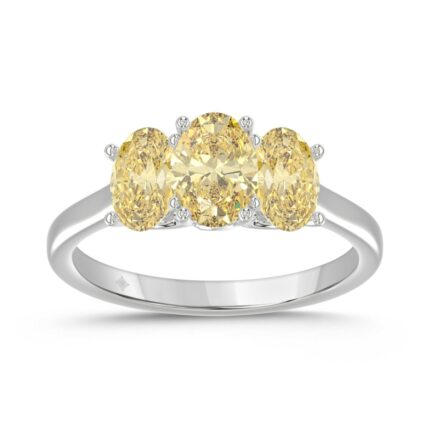 14K WHITE GOLD 2 1/2CT YELLOW OVAL DIAMOND LADIES RING