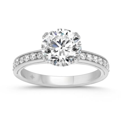 14K WHITE GOLD 2 1/4CT ROUND DIAMOND LADIES RING (CENTER STONE ROUND DIAMOND 2CT)