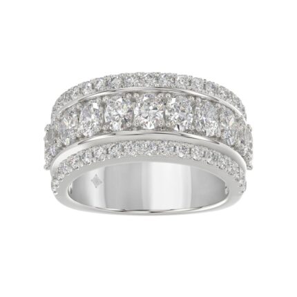 14K WHITE GOLD 2 1/4CT ROUND/OVAL DIAMOND LADIES BAND