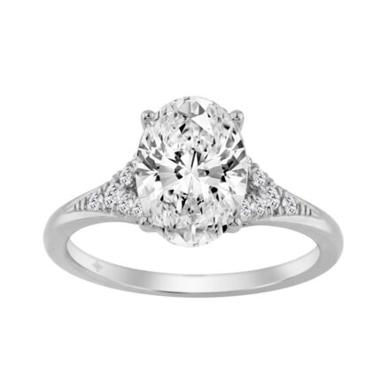 14K WHITE GOLD 2 1/4CT ROUND/OVAL DIAMOND LADIES BRIDAL RING (CENTER STONE OVAL DIAMOND 2CT)
