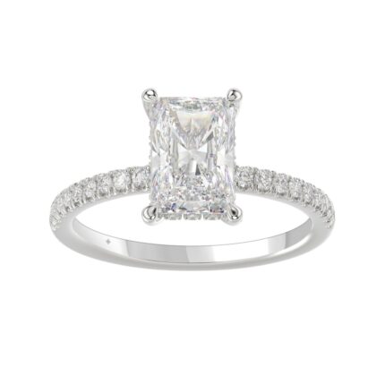 14K WHITE GOLD 2 1/4CT ROUND/RADIANT DIAMOND LADIES RING (CENTER STONE RADIANT DIAMOND 2CT)