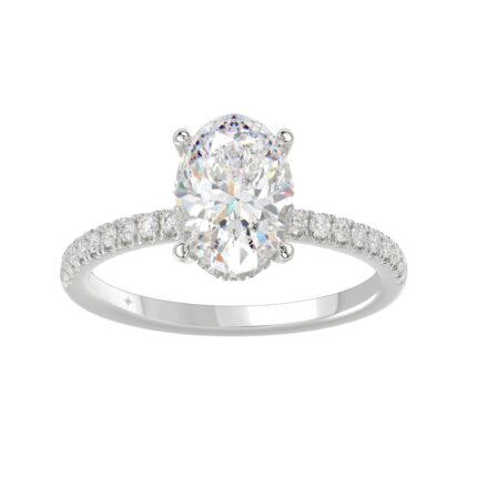 14K WHITE GOLD 2 1/5CT ROUND/OVAL DIAMOND LADIES RING (CENTER STONE OVAL DIAMOND 2CT)