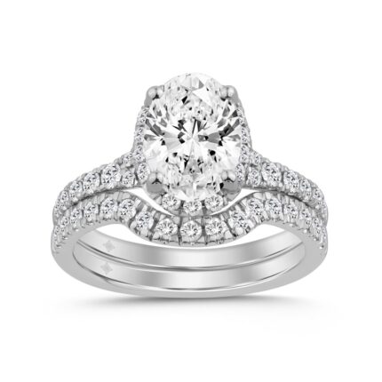 14K WHITE GOLD 2 3/4CT ROUND/OVAL DIAMOND LADIES BRIDAL SET (CENTER STONE OVAL DIAMOND 2.00CT)