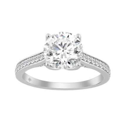 14K WHITE GOLD 2.00CT ROUND DIAMOND LADIES RING (CENTER STONE ROUND DIAMOND 1 3/4CT)