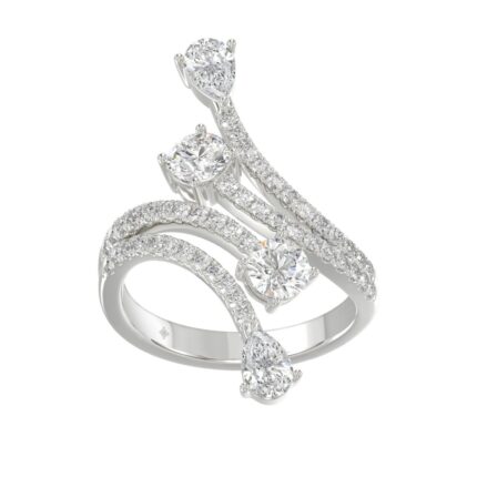 14K WHITE GOLD 2.00CT ROUND/PEAR DIAMOND LADIES RING