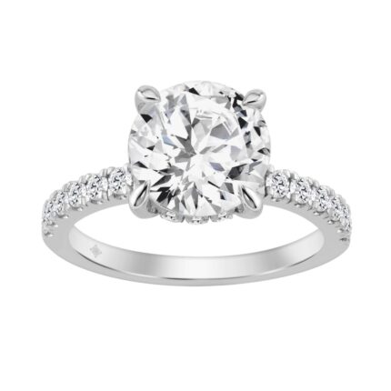 14K WHITE GOLD 3 1/2CT ROUND DIAMOND LADIES RING (CENTER STONE ROUND DIAMOND 3CT)