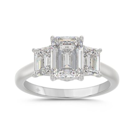 14K WHITE GOLD 3.00CT EMERALD DIAMOND LADIES RING (CENTER STONE EMERALD DIAMOND 2CT)