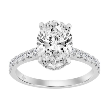 14K WHITE GOLD 3.00CT ROUND/OVAL DIAMOND LADIES RING (CENTER STONE OVAL DIAMOND 2 1/2CT)
