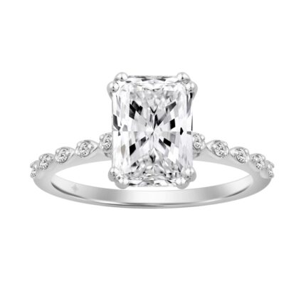 14K WHITE GOLD 3.00CT ROUND/RADIANT DIAMOND LADIES RING (CENTER STONE RADIANT DIAMOND 3CT)